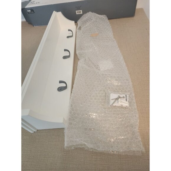 Finley Wall Shelf By Kiera Grace With 3 Hooks White Finish - Picture 8 of 8